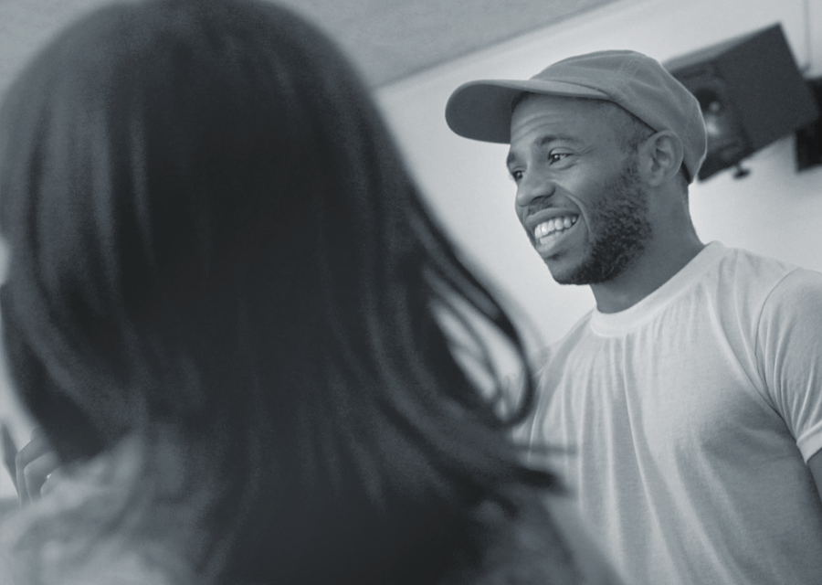 Portrait of Cartier Williams while teaching a class at Backstage studio