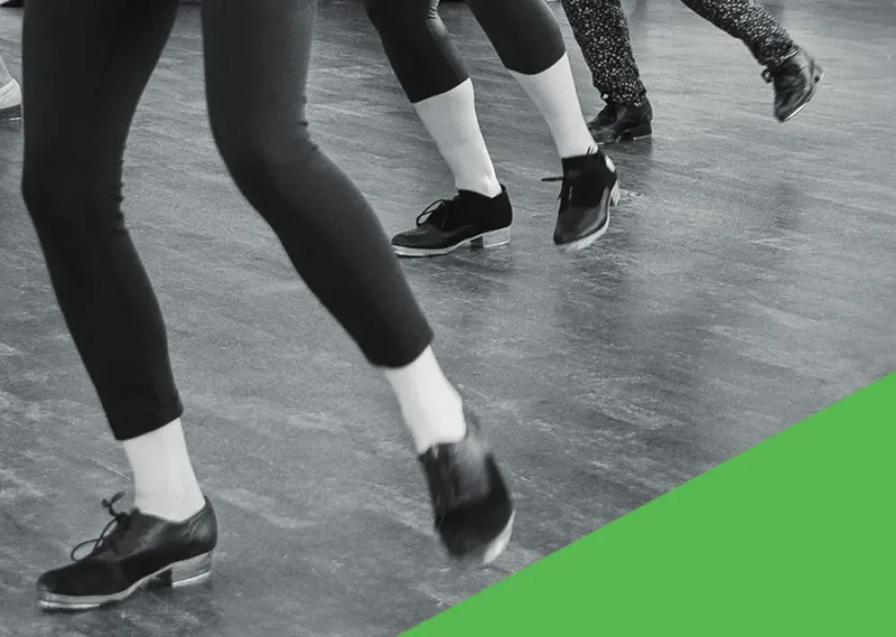 Backstage Studio: legs of a tap dancers during class