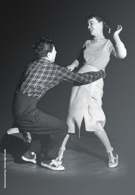 Backstage Studio: Zwei Lindy Hop Tänzer am Tanzen